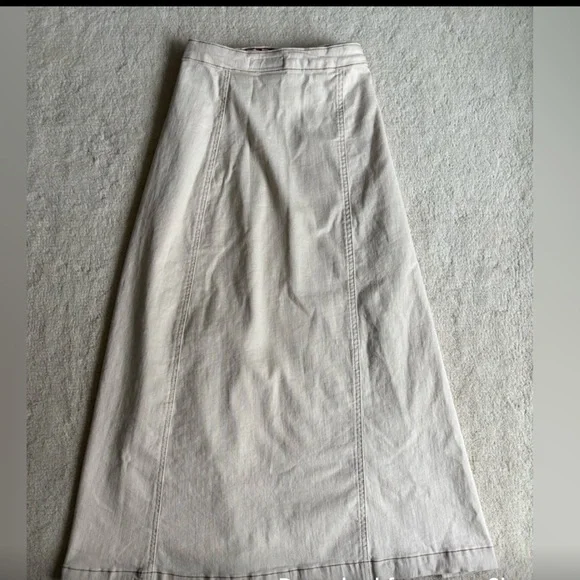 NWT Zara 1975 SZ XS Ecru Denim Double Buckle wrap Midi Skirt - Picture 7 of 9